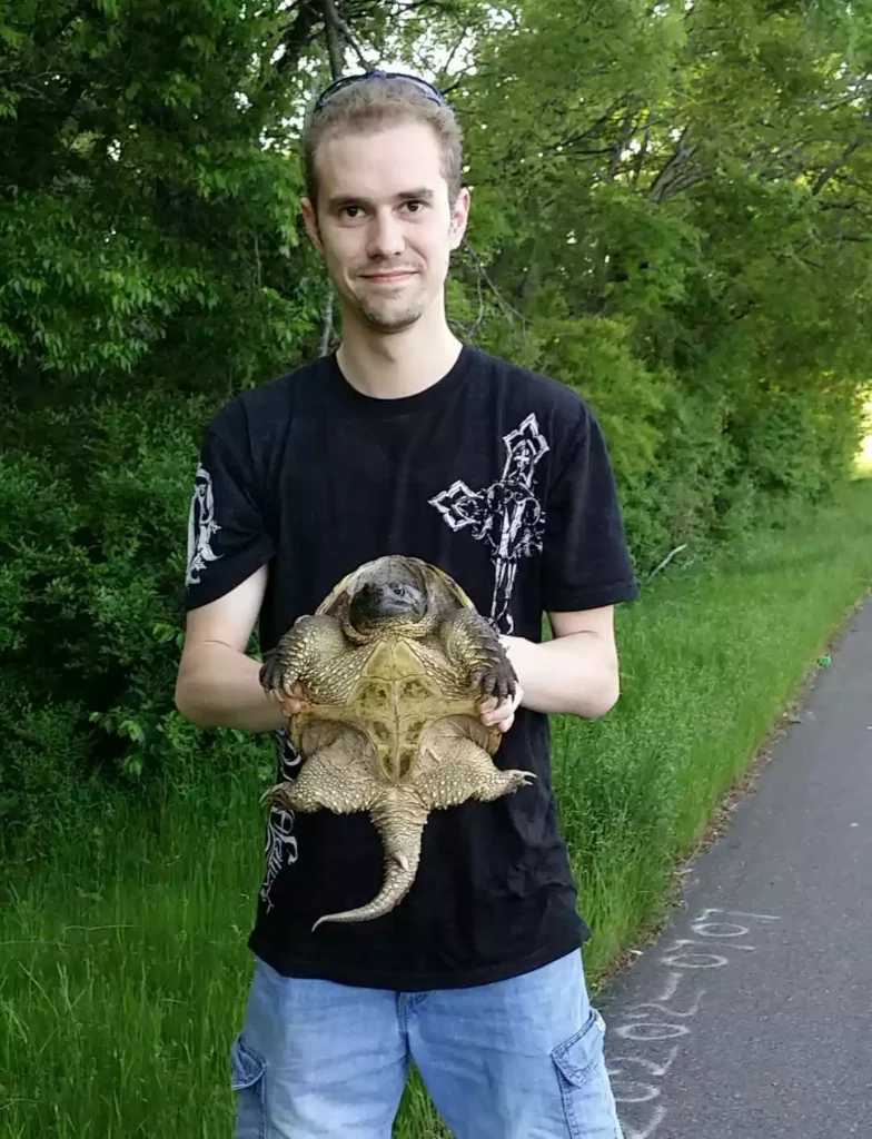 Brandon with a snapping turtle